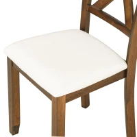 6-Piece Kitchen Dining Table Set, Wooden Rectangular Table with 4 Fabric Chairs and Bench, Durable Solid Wood Frame, Easy Assembly, 60''L x 36''W x 30''H, Natural Cherry(m-10)