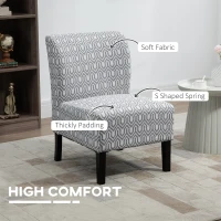 HOMCOM Armless Accent Chair for Bedroom, Upholstered Slipper Side Chair for Living Room with Wood Legs, Grey(m-4)