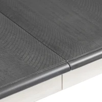 Retro Style 7-Piece Dining Table Set with Extendable Table, 6 Upholstered Chairs, Solid Wood Legs, and Distressed Finish, 54"-70"L x 36"W x 30"H, White+gray(m-12)