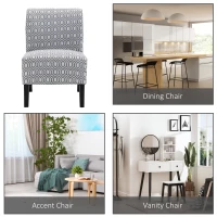 HOMCOM Armless Accent Chair for Bedroom, Upholstered Slipper Side Chair for Living Room with Wood Legs, Grey(m-6)