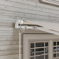 Outsunny 12' x 10' Retractable Awning Patio UV Resistant Fabric and Aluminum Frame for Deck, Balcony, Yard, Cream White(m-9)