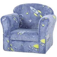 Qaba Toddler Chair with Luminous Universe Design, Wooden Frame, for 18-36 Months, Blue(m-2)