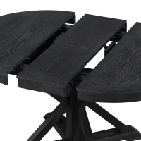 Retro Style Dining Table Set with Extendable Table and 4 Upholstered Chairs, Solid Wood Legs, 42"-54"L x 42"W x 30"H Length, Espresso(m-12)