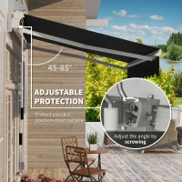 Outsunny 8' x 7' Retractable Awning, Manual Sun Shade for Patio, UV & Water-Resistant, Black(m-4)