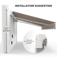 Outsunny 13' x 8' Retractable Awning, Patio Awnings, Sunshade Shelter w/ Manual Crank Handle, UV & Water-Resistant Fabric and Aluminum Frame for Deck, Balcony, Yard, Beige Stripes(m-7)