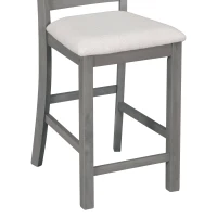 5-Piece Rubber Wood Counter Height Kitchen Table Set with Padded Chairs, Multi-Functional Table, Wine Compartment, and Wineglass Holders, Gray(m-10)