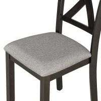 6-Piece Kitchen Dining Table Set, Wooden Rectangular Table with 4 Fabric Chairs and Bench, Durable Solid Wood Frame, 60''L x 36''W x 30''H, Espresso(m-10)