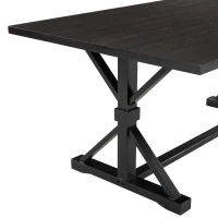 6-Piece Farmhouse Dining Table Set, 72''L x 42''W x 30''H Wood Rectangular Table with 4 Upholstered Chairs and Bench, Ergonomic Design, Espresso(m-12)