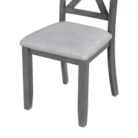 Retro 6-Piece Family Dining Room Set, Solid Wood Foldable Table and 4 Chairs with Bench, Space-Saving Design, for kitchen, Gray(m-11)