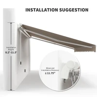 Outsunny 12' x 10' Retractable Awning Patio Awnings Sun Shade Shelter with Manual Crank Handle, 280g/m² UV & Water-Resistant Fabric and Aluminum Frame for Deck, Balcony, Yard, Cream White(m-7)