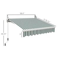 Outsunny 8' x 7' Retractable Awning, Manual Outdoor Patio Sun Shade, UV & Water-Resistant, Easy Installation, Green(m-2)
