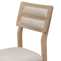 6-Piece Dining Set, Includes Dining Table, 4 Upholstered Chairs & Bench, Rubber Wood Legs, MDF Tabletop, 60''L x 36''W x 30''H, Natural Wood Wash(m-9)