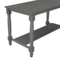 6-Piece Counter Height Dining Table Set with Shelf, 4 Chairs and Bench, High-Density Foam Cushions, MDF and Melaleucar Wood, 60''L x 29.5''W x 36''H, Gray(m-12)