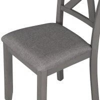 6-Piece Kitchen Dining Table Set, Wooden Rectangular Table with 4 Fabric Chairs and Bench, Waterproof Top, Easy Assembly, 60''L x 36''W x 30''H, Gray(m-10)