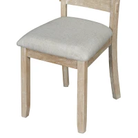 6-Piece Rubber Wood Dining Table Set with Wood Grain Pattern, Solid Wood Veneer, Soft Cushions, and H-Shaped Support Legs, 60"L x 36"W x 30.3"H, Natural Wood Wash(m-9)