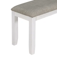 Rustic Style 6-Piece Dining Room Table Set with 4 Upholstered Chairs & Bench, Solid Wood Veneer, Rubber Wood Legs, 60"L x 36"W x 30"H, Brown+Whitewash(m-10)