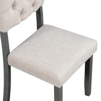 6-Piece Dining Table and Chair Set with Special-Shaped Legs, Foam-Covered Seat Backs & Cushions, Retro Pine Veneer, Gray(m-9)