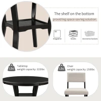 Vinsetto 5-Piece Kitchen Dining Table Set with Bottom Shelf and 4 Upholstered Chairs, 42"Lx42"Wx30"H Table, Contemporary Style, Espresso Finish, Espresso(m-7)