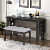 6-Piece Dining Room Set, Solid Wood Foldable Table with 4 Chairs and Bench, Space-Saving Design, 60"x36" Table, Espresso(m-10)