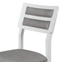 6-Piece Dining Set, Includes Dining Table, 4 Upholstered Chairs & Bench, Rubber Wood Legs, MDF Tabletop, 60''L x 36''W x 30''H, White+gray(m-9)