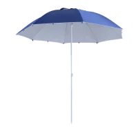 Outsunny 7.5FT 2-in-1 Beach Umbrella with Carry Bag, Umbrella Shelter with Silver Coated UPF50+ UV Protection and Adjustable Height for Camping, Fishing, Backyard, Blue(m-10)