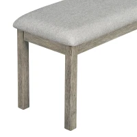 6-Piece Rubber Wood Dining Table Set with Beautiful Wood Grain Pattern, Solid Wood Veneer, Soft Cushions, and H-Shaped Support Legs, 60"L x 36"W x 30.3"H, Gray(m-10)