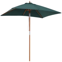 Outsunny 6.6x5ft Square Market Parasol, Wooden Patio Umbrella with Tilt Mechanism and 6 Bamboo Ribs, Garden Sunshade, Green(m-2)