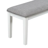 6-Piece Dining Set, Includes Dining Table, 4 Upholstered Chairs & Bench, Rubber Wood Legs, MDF Tabletop, 60''L x 36''W x 30''H, White+gray(m-11)