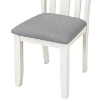 Retro Style 7-Piece Dining Table Set with Extendable Table, 6 Upholstered Chairs, Solid Wood Legs, and Distressed Finish, 54"-70"L x 36"W x 30"H, White+gray(m-9)