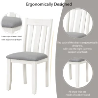 Retro Style 7-Piece Dining Table Set with Extendable Table, 6 Upholstered Chairs, Solid Wood Legs, and Distressed Finish, 54"-70"L x 36"W x 30"H, White+gray(m-7)