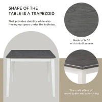 6-Piece Dining Set, Includes Dining Table, 4 Upholstered Chairs & Bench, Rubber Wood Legs, MDF Tabletop, 60''L x 36''W x 30''H, White+gray(m-7)