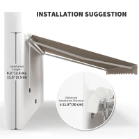 Outsunny 12' x 10' Retractable Awning Patio UV Resistant Fabric and Aluminum Frame for Deck, Balcony, Yard, Cream White(m-7)