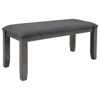 Dining Room Table and Chairs with Bench, Rustic Wood Dining Set, 6-Piece, Distressed Finish, Upholstered Seats, Solid Wood Legs, 60"L x 36"W x 30.3"H Table, Gray(m-11)