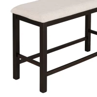 6-Piece Counter Height Dining Table Set with Shelf, 4 Chairs and Bench, High-Density Foam Cushions, MDF and Melaleucar Wood, 60''L x 29.5''W x 36''H, Espresso(m-11)