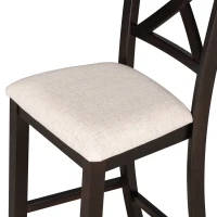 6-Piece Counter Height Dining Table Set with Shelf, 4 Chairs and Bench, High-Density Foam Cushions, MDF and Melaleucar Wood, 60''L x 29.5''W x 36''H, Espresso(m-10)