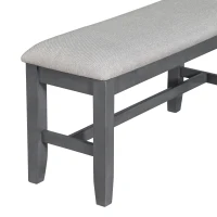 Retro 6-Piece Family Dining Room Set, Solid Wood Foldable Table and 4 Chairs with Bench, Space-Saving Design, for kitchen, Gray(m-12)