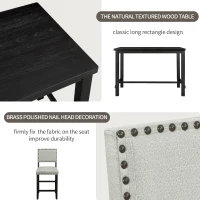 5-Piece Counter Height Dining Set, Wooden Table and 4 Cushioned Chairs with Nail Head Trim, Ergonomic Design, 52"L x 27"W x 36.3"H, Espresso(m-6)