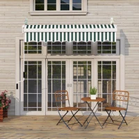 Outsunny 8' x 7' Retractable Awning, Manual Outdoor Patio Sun Shade, UV & Water-Resistant, Easy Installation, Green(m-8)
