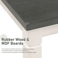 Vinsetto 7-Piece Dining Table Set with Upholstered Chairs, Ergonomic Design, Rubber Wood and MDF Construction, 60"L x 36"W x 30.5"H, White+gray(m-7)