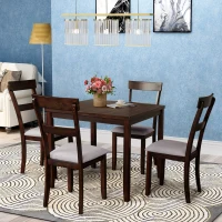 Vinsetto 5 Piece Dining Table Set, Industrial Wooden Kitchen Table and 4 Chairs, Compact Design, Upholstered Seats, 35"x35"x30", Espresso(m-1)
