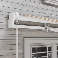 Outsunny 13' x 8' Retractable Awning, Patio Awnings, Sunshade Shelter w/ Manual Crank Handle, UV & Water-Resistant Fabric and Aluminum Frame for Deck, Balcony, Yard, Beige Stripes(m-8)