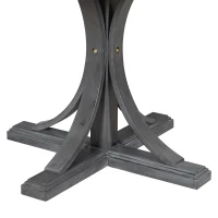 5-Piece Retro Round Dining Table Set with Curved Trestle Legs, Upholstered Chairs, and Solid Wood Frame, 44”Lx44”Wx30.2”H, Dark Gray(m-13)