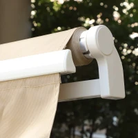 Outsunny 12' x 10' Retractable Awning Patio UV Resistant Fabric and Aluminum Frame for Deck, Balcony, Yard, Cream White(m-10)