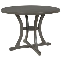 5-Piece Round Dining Table and Chair Set with Special-Shaped Legs, Hollow Chair Back, and Cushioned Seats, 42"Lx42"Wx30"H, Gray(m-11)