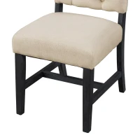 Retro Style Dining Table Set with Extendable Table and 4 Upholstered Chairs, Solid Wood Legs, 42"-54"L x 42"W x 30"H Length, Espresso(m-10)