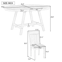 5-Piece Wood Dining Table Set, Round Extendable Table with 4 Chairs, Adjustable Length 41.4"-56.6", Modern Farmhouse Style, Natural Wood Wash(m-3)