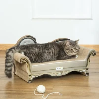 PawHut Cat Corrugated Paper Scratching Bed Pad Board Toy Pet Furniture with Catnip Brown(m-2)