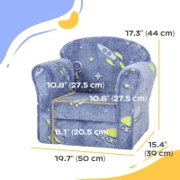 Qaba Toddler Chair with Luminous Universe Design, Wooden Frame, for 18-36 Months, Blue(m-3)