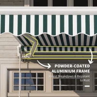 Outsunny 8' x 7' Retractable Awning, Manual Outdoor Patio Sun Shade, UV & Water-Resistant, Easy Installation, Green(m-5)