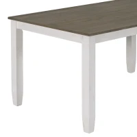 Rustic Style 6-Piece Dining Room Table Set with 4 Upholstered Chairs & Bench, Solid Wood Veneer, Rubber Wood Legs, 60"L x 36"W x 30"H, Brown+Whitewash(m-11)